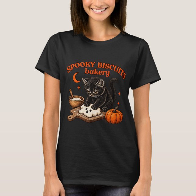 T-shirt Chat effrayant préparant des biscuits (Devant)