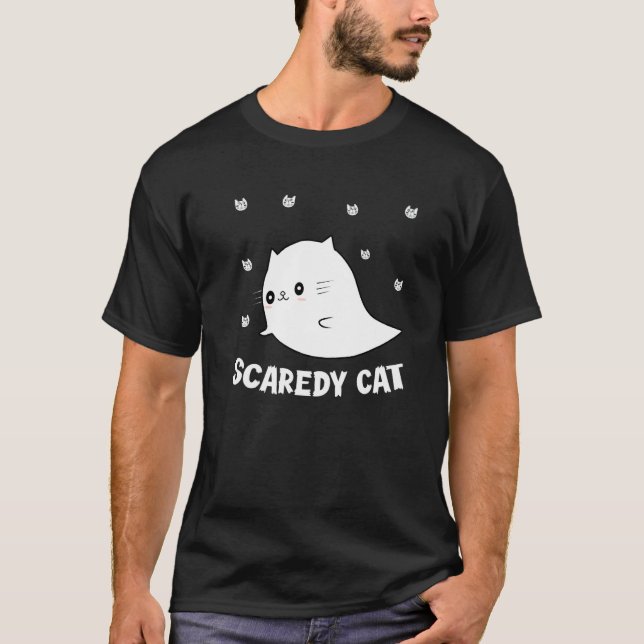 T-shirt Chat effrayé Chaton fantôme effrayant Kitty Chat H (Devant)
