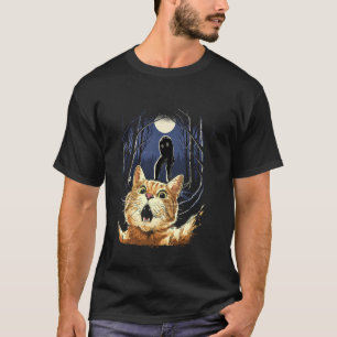 T-shirt Chat effrayé selfie chat avec le cryptide monstre