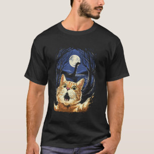 T-shirt Chat effrayé selfie chat avec le monstre du Loch N