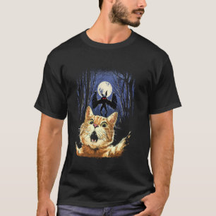 T-shirt Chat effrayé selfie chat avec Mothman monstre cryp
