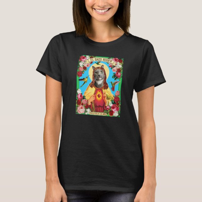 T-shirt Chat El Gato Mexicain Catholique Saint Étrange Sur (Devant)