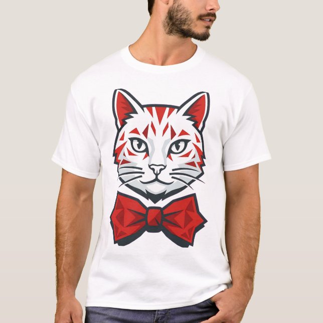 T-shirt Chat Élégamment Habillé (Devant)