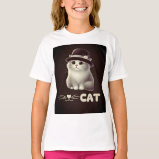 T-shirt Chat élégant avec Casquette - Cadeau parfait pour 