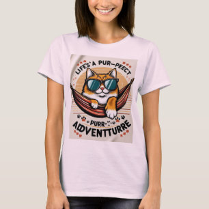 T-shirt Chat élégant avec lunettes de soleil