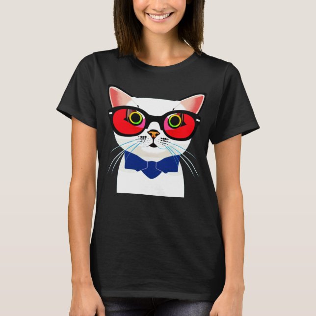 T-shirt Chat élégant en lunettes de soleil (Devant)