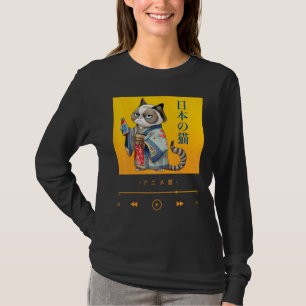 T-shirt Chat élégant inspiré du Japon en kimono traditionn