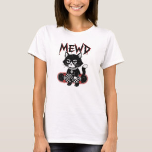 T-shirt Chat Emo Skater "Mewd" Design Punk Rétro Vintage