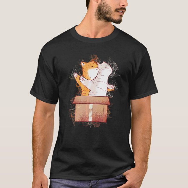 T-shirt Chat en carton éclaboussé d'eau (Devant)