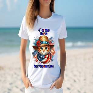 T-shirt Chat en casquette patriotique et foulard Fête de l