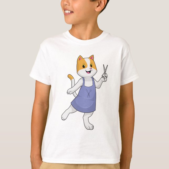 T-shirt Chat en coiffeur avec ciseaux (Devant)