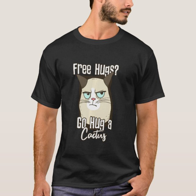 T-shirt Chat En Colère Accroche Un Cactus (Devant)