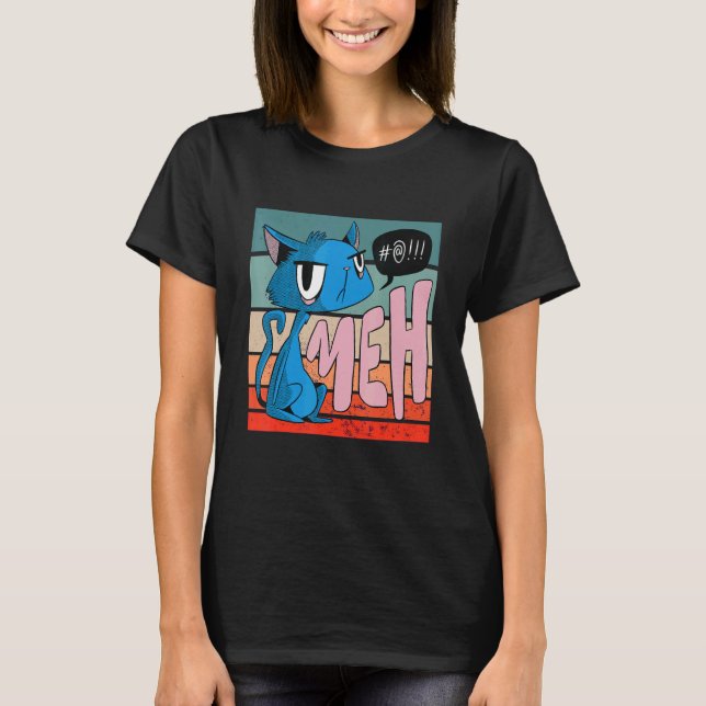 T-shirt Chat en colère Meh (Devant)