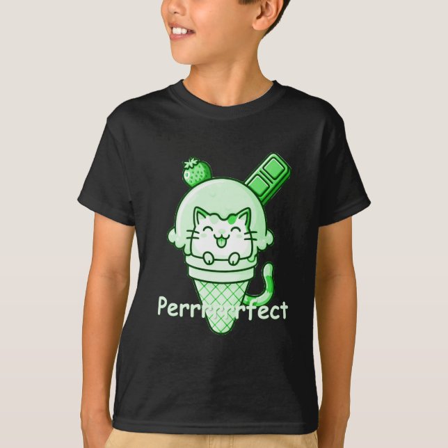 T-shirt Chat en Cone Parfait Vert (Devant)