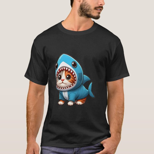 T-shirt Chat en costume de requin 1 (Devant)