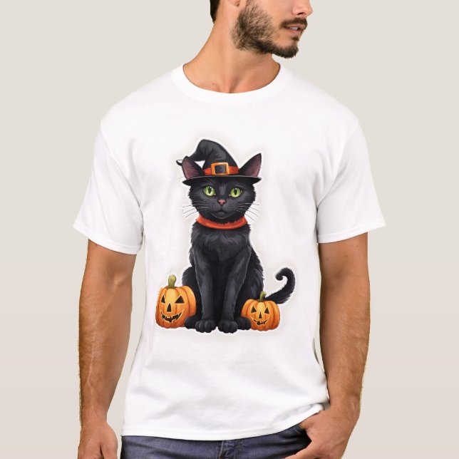 T-shirt Chat En Costume De Sorcière (Devant)
