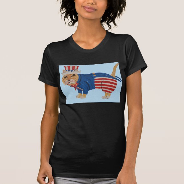 T-shirt Chat en costume d'Oncle Sam (Devant)