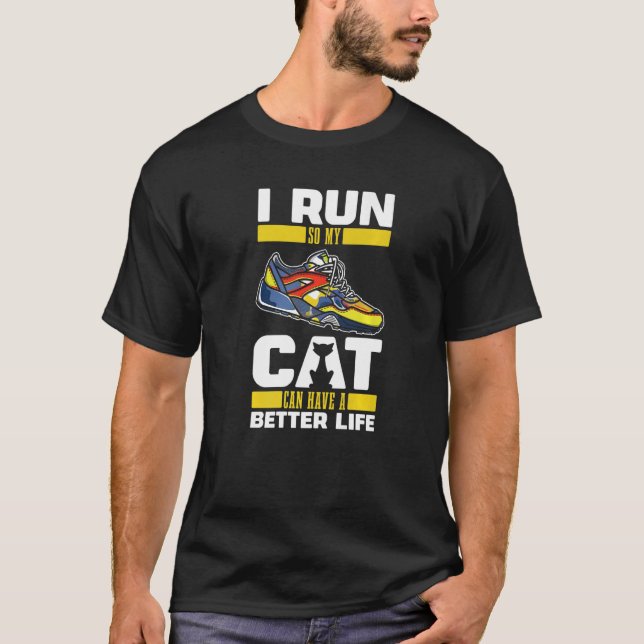 T-shirt Chat en course Jogging Runner Joggeur (Devant)