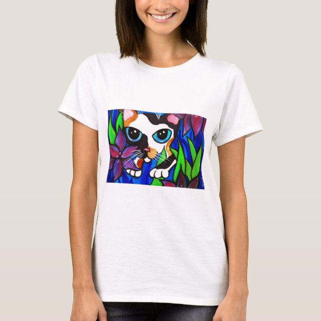 T-shirt Chat en fleurs (Devant)