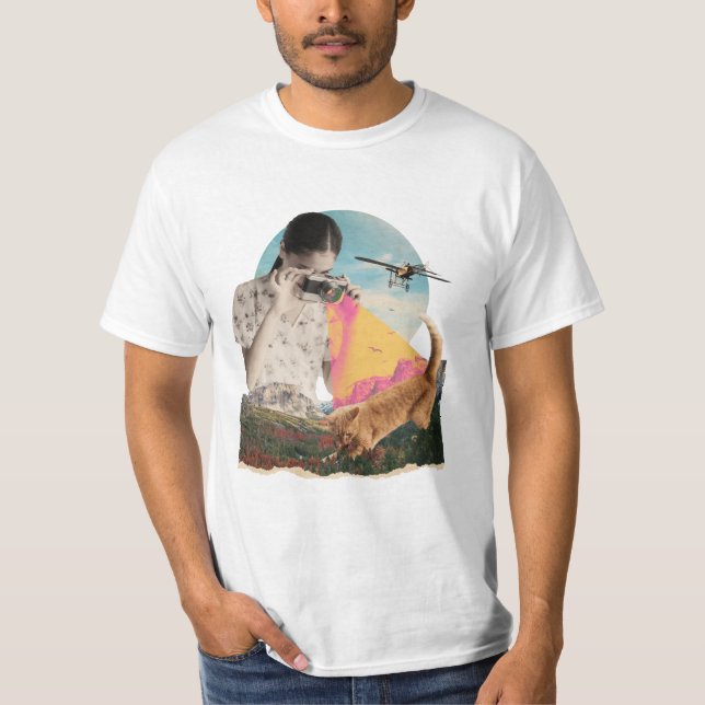 T-shirt Chat en Nature Photographe Collage (Devant)