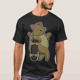 T-shirt Chat en patineur avec planche à roulettes