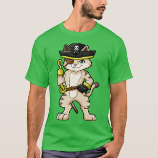 T-shirt Chat en pirate avec poignard et sabre