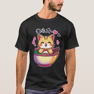 T-shirt Chat en Ramen Bowl - Kawaii Chat