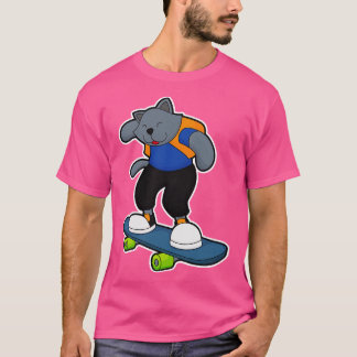 T-shirt Chat en Skateboard avec Skateboard