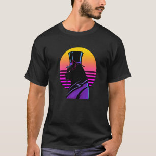 T-shirt Chat en smoking violet chapeau haut-de-forme et lu