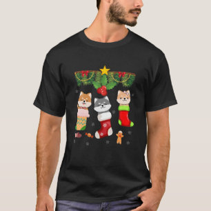 T-shirt Chat en Sock Père Noël Pyjamas de Noël Lumières Dr