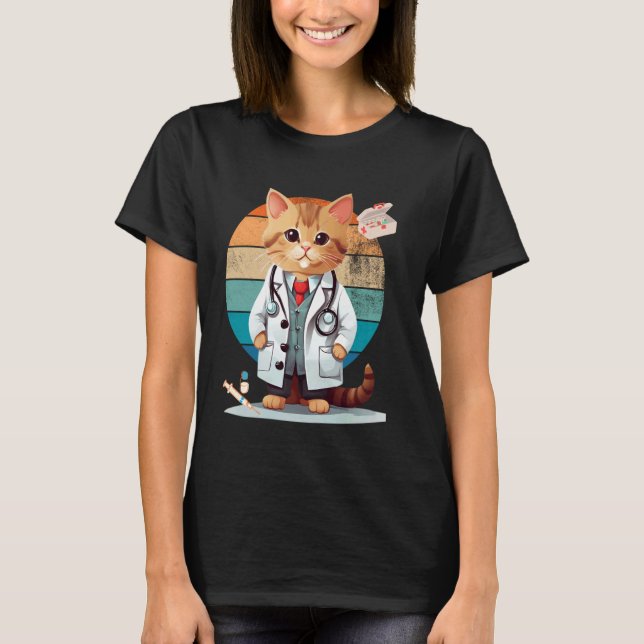 T-shirt Chat en tant que médecin (Devant)