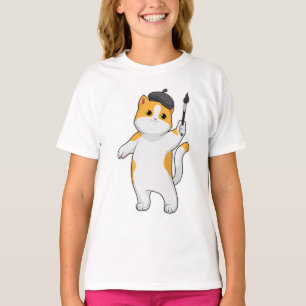 T-shirt Chat en tant que Peintre avec pinceau