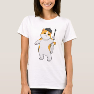 T-shirt Chat en tant que Peintre avec pinceau
