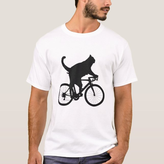 T-shirt Chat en vélo | drôles de vélo de chat noir (Devant)