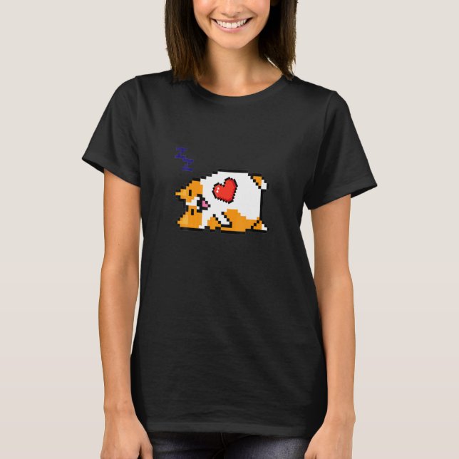 T-shirt Chat Endormi 8 Bit Jeu Vidéo  Joueurs Design Pixel (Devant)