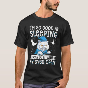 T-shirt Chat endormi aux yeux ouverts, Chat