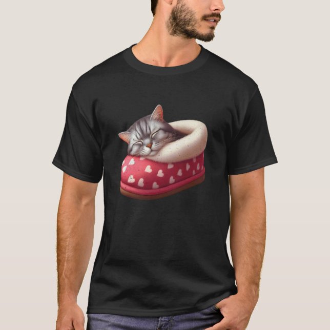T-shirt Chat endormi dans la chausson (Devant)