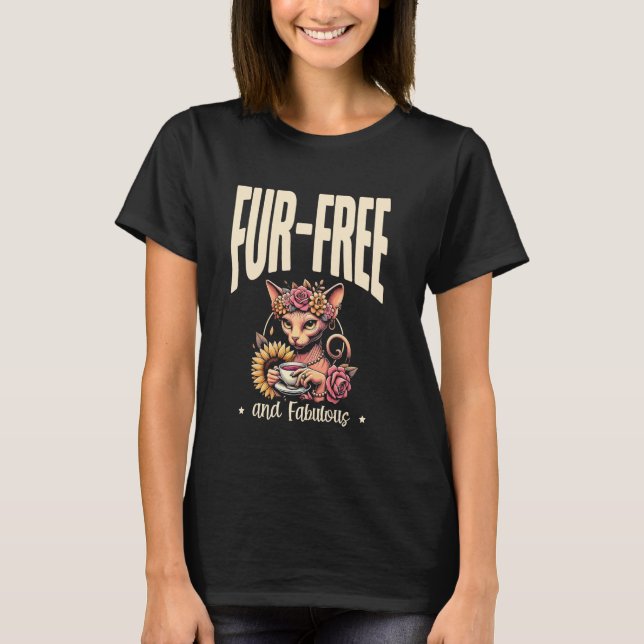 T-shirt Chat Enthousiaste Félin Chaton Sans Fourrure Et Fa (Devant)