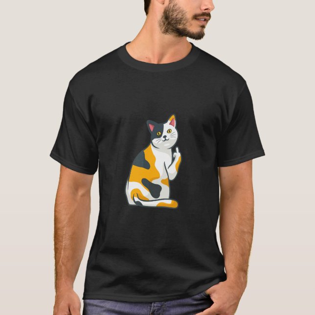 T-shirt Chat Épais Doigt du Milieu (Devant)