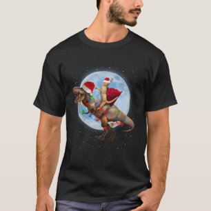 T-shirt Chat équitation Dinosaur T Rex Moon Drôle Noël Xma