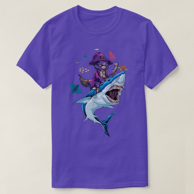 T-shirt Chat équitation Requin Halloween Enfants Garçons F (Design devant)