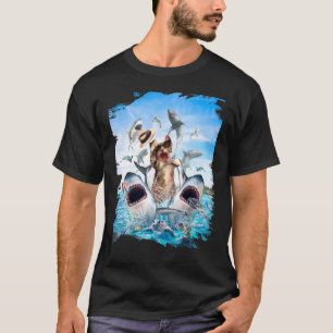 T-shirt Chat équitation Shark Beach Océan Chats Sharks Sun