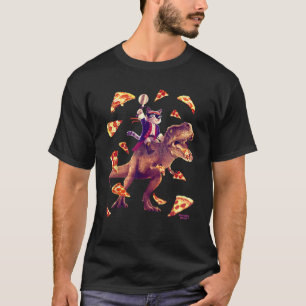 T-shirt Chat équitation T Rex Chemise Chat Manger Pizza Ch
