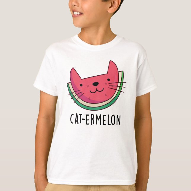 T-shirt Chat-Ermelon Funny Chat Watermelon Pun (Devant)