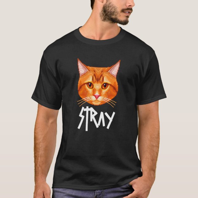 T-shirt Chat errant pixelisé (Devant)