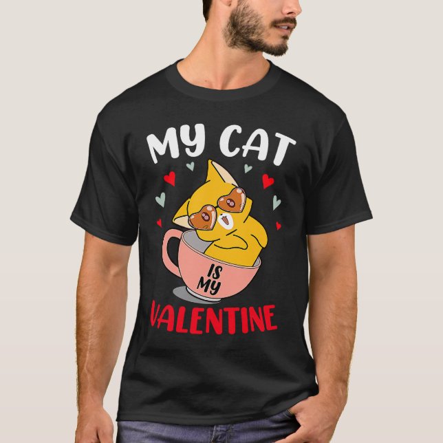T-shirt Chat Est Ma Saint-Valentin  Chat  Saint-Valentin (Devant)