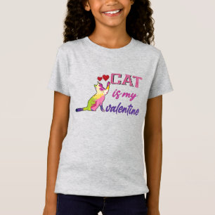 T-Shirt chat est ma valentine, mon chat est ma valentine