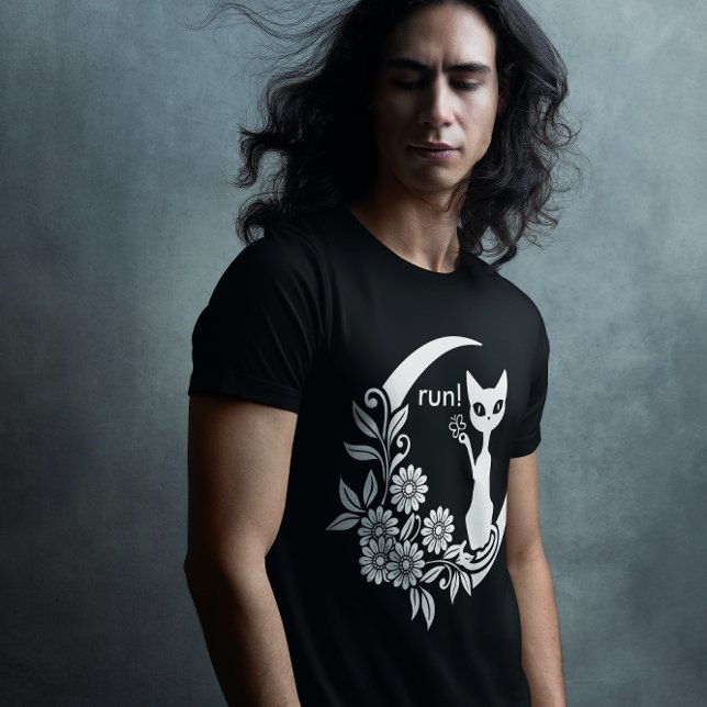 T-shirt Chat esthétique Chat Crescent Lune Chat (men's witch witchy t-shirt cat moon)
