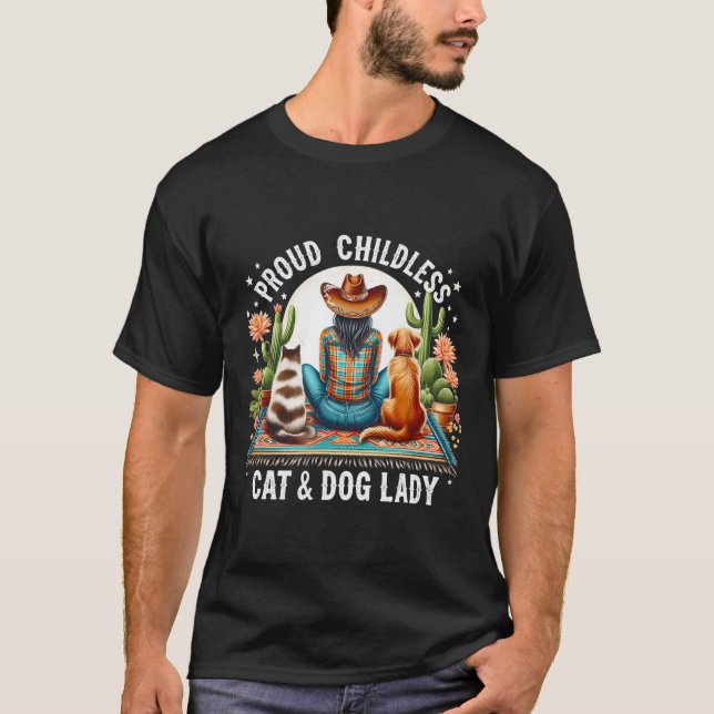 T-shirt Chat et amande sans enfant; Chien Lady Kamala Harr (Devant)
