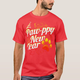 T-shirt Chat Et Amoureux des chiens Pawppy Bonne Année